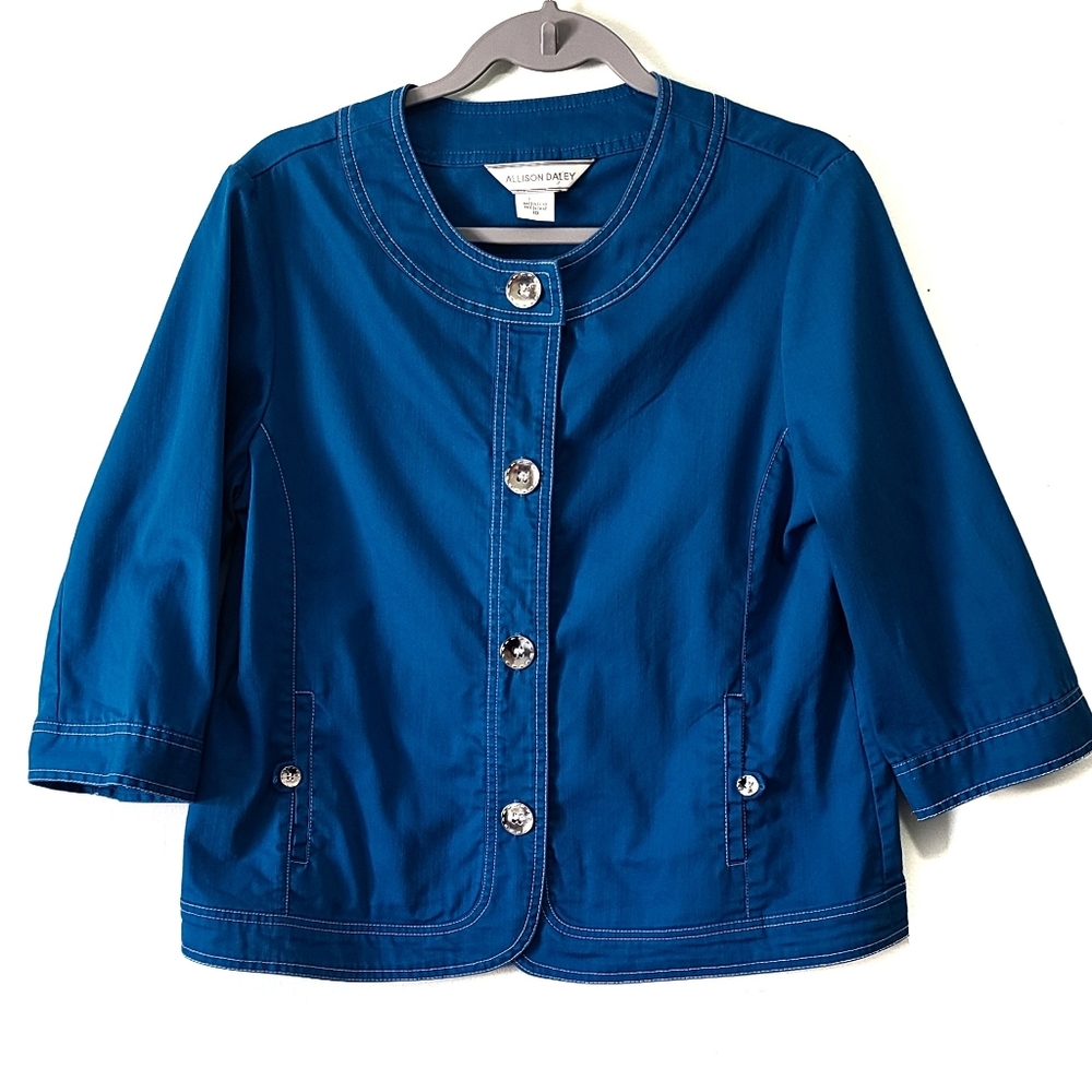 Allison Daley jacket size 10 blue button-up
